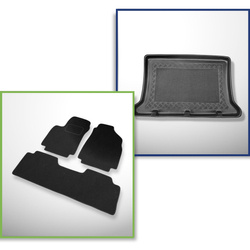 Set: Filzteppiche + Kofferraumschale für Hyundai Matrix (2001-2009) 5 Türen - Standard