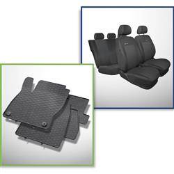 Set: Gummiteppiche + Maßgeschneiderte Sitzbezüge für Ford Focus III Hatchback, Kombi, Limousine (2011-2018) - Elegance - P-3 - kein Bezug für die hintere Armlehne