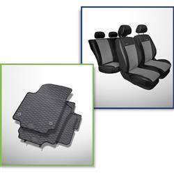 Set: Gummiteppiche + Maßgeschneiderte Sitzbezüge für Skoda Citigo Hatchback (2011-2019) - Premium - 2. Reihe - Lehne geteilt