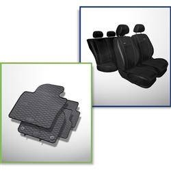 Set: Gummiteppiche + Maßgeschneiderte Sitzbezüge für Volkswagen Tiguan I FL SUV (2011-2015) - Premium
