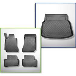 Set: TPE-Teppiche + Kofferraummatte für Mercedes-Benz C Klasse W204 Coupé (06.2011-09.2014) - Aristar - Guardliner - hintere Sitze umlegbar; ohne linke Ausbuchtung