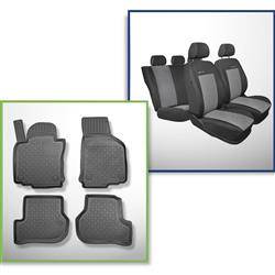Set: TPE-Teppiche + Maßgeschneiderte Sitzbezüge für Volkswagen Jetta V Limousine (08.2005-2010) - Elegance P-2 - Bezug für die hintere Armlehne, vorgesehen für zusätzliche Ausstattung