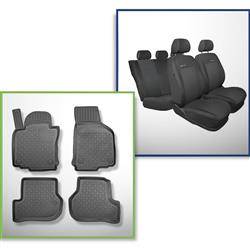 Set: TPE-Teppiche + Maßgeschneiderte Sitzbezüge für Volkswagen Jetta V Limousine (08.2005-2010) - Elegance P-3 - kein Bezug für die hintere Armlehne