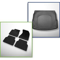 Set: Teppiche aus Velours + Kofferraumschale für Audi A8 D4 (01.2010-09.2013) 4 Türen - Guardliner - lange Version; mit Not-Reserverad / Reparaturset; auch für die Quattro-Version