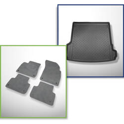 Set: Teppiche aus Velours + Kofferraumschale für Audi Q7 4M (06.2015-....) 5 Türen - Guardliner - 5-/7-Sitzer (3. Reihe umgelegt); auch für Modelle mit Varioschienen