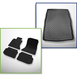 Set: Teppiche aus Velours + Kofferraumschale für BMW 5er F10 (03.2010-2013) 4 Türen - Guardliner