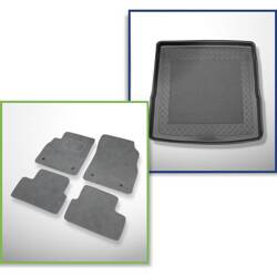 Set: Teppiche aus Velours + Kofferraumschale für Chevrolet Cruze (09.2012-2016) 5 Türen - Standard