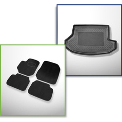 Set: Teppiche aus Velours + Kofferraumschale für Fiat Croma II (2005-2010) 5 Türen - Standard - vertiefte Ladeflaeche