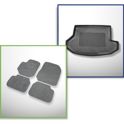 Set: Teppiche aus Velours + Kofferraumschale für Fiat Croma II (2005-2010) 5 Türen - Standard - vertiefte Ladeflaeche