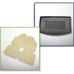 Set: Teppiche aus Velours + Kofferraumschale für Fiat Idea (2003-2012) 5 Türen - Standard