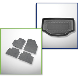 Set: Teppiche aus Velours + Kofferraumschale für Nissan Pixo (03.2009-2013) 5 Türen - Standard