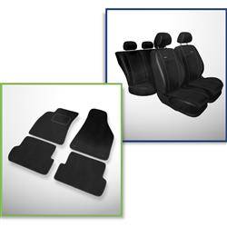 Set: teppiche aus velours + maßgeschneiderte sitzbezüge für Audi A4 B7 Avant, Limousine (2004-2008) – Premium schwarz