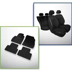 Set: teppiche aus velours + maßgeschneiderte sitzbezüge für Opel Zafira C MPV (2011-2019) – Premium schwarz - 5 Sitze