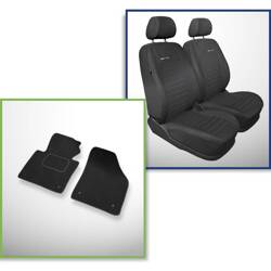 Set: teppiche aus velours + maßgeschneiderte sitzbezüge für Volkswagen Caddy III Cargo (2004-2015) – Elegance P-4 - nur vordere Sitze