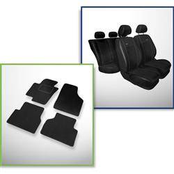 Set: teppiche aus velours + maßgeschneiderte sitzbezüge für Volkswagen Tiguan I FL SUV (2011-2015) – Premium schwarz