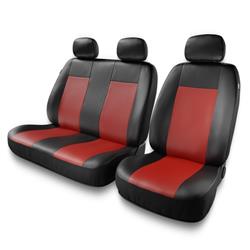 Sitzbezüge Auto für Ford Transit V, VI, VII (2000-2019) - Autositzbezüge Universal Schonbezüge für Autositze - Auto-Dekor - Comfort 2+1 - rot