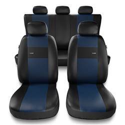 Sitzbezüge Auto für BMW 5er E34, E39, E60, E61, F10, G30, G31 (1988-2019) - Autositzbezüge Universal Schonbezüge für Autositze - Auto-Dekor - X-Line - blau