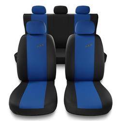 Sitzbezüge Auto für BMW 5er E34, E39, E60, E61, F10, G30, G31 (1988-2019) - Autositzbezüge Universal Schonbezüge für Autositze - Auto-Dekor - XR - blau