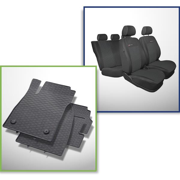 Set: Gummiteppiche + Maßgeschneiderte Sitzbezüge für Opel Mokka SUV  (2012-2019) - Elegance - P-1