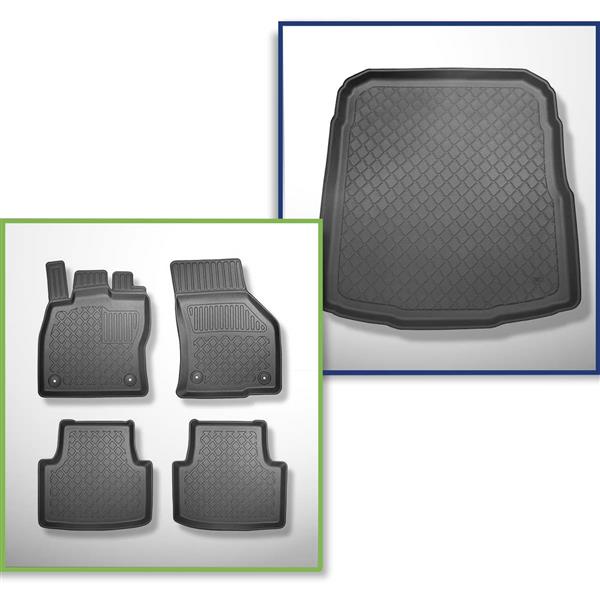 Set: TPE-Teppiche + Kofferraummatte für Volkswagen Passat B8 Limousine  (12.2014-12.2021) - Aristar - Guardliner - untere Ladefläche: mit  Not-Reserverad oder Reparaturset
