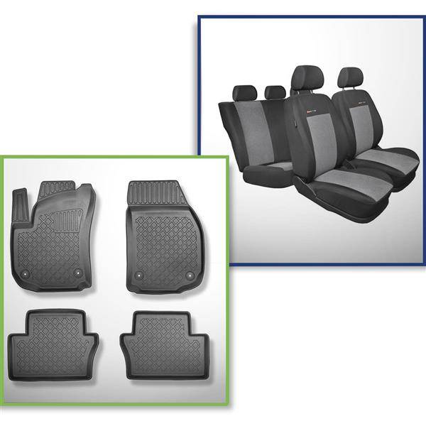 Set: TPE-Teppiche + Maßgeschneiderte Sitzbezüge für Opel Zafira B MPV  (05.2005-2011) - Elegance P-2 - 5 Sitze; für zwei Reihen