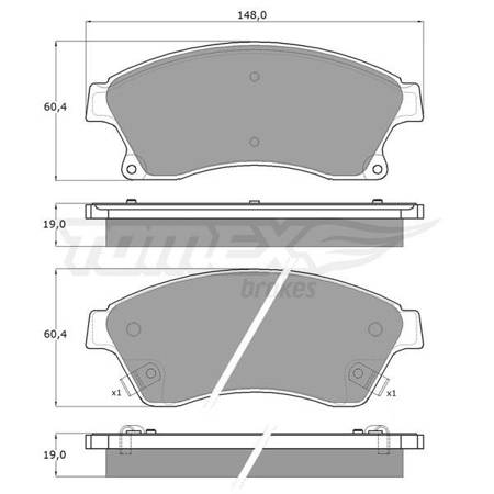 Bremsbeläge (Vorderachse) für Chevrolet Cruze J308 Kombi (2012-....) - Tomex - TX 16-50