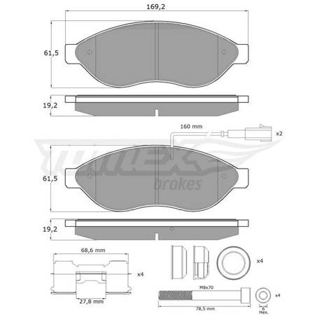 Bremsbeläge (Vorderachse) für Fiat Ducato III Van (2006-....) - Tomex - TX 14-39