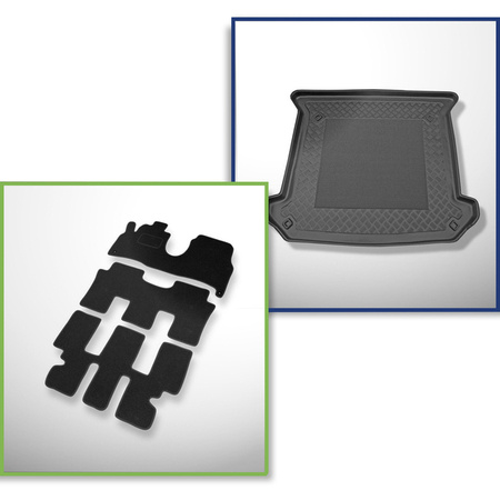 Set: Filzteppiche + Kofferraumschale für Citroen C8 (2002-06.2014) 5 Türen - Standard
