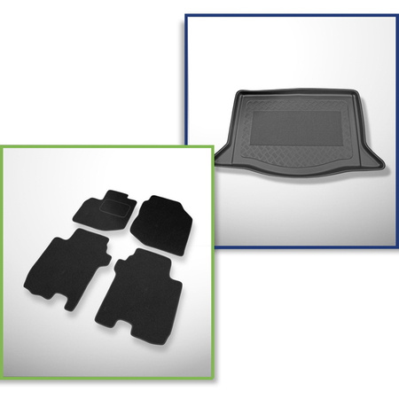 Set: Filzteppiche + Kofferraumschale für Honda Jazz III (11.2008-08.2015) 5 Türen - Standard