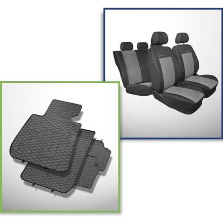 Set: Gummiteppiche + Maßgeschneiderte Sitzbezüge für BMW 3er E90 Limousine (2004-2011) - Elegance - P-2
