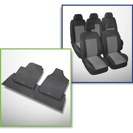 Set: Gummiteppiche + Maßgeschneiderte Sitzbezüge für Ford Galaxy I, II MPV (1995-2006) - Elegance - P-2 - 5 Sitze