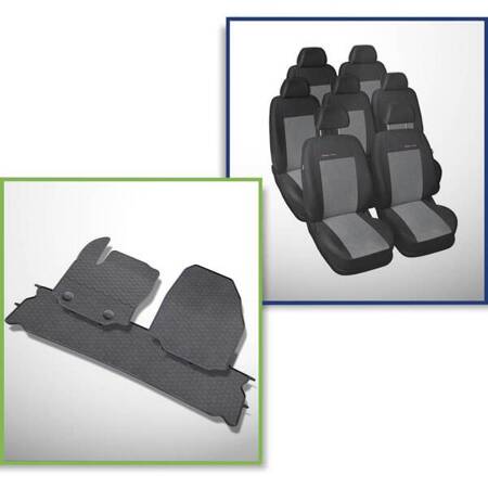 Set: Gummiteppiche + Maßgeschneiderte Sitzbezüge für Ford Galaxy III MPV (2006-2015) - Elegance - P-2