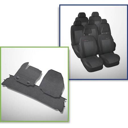 Set: Gummiteppiche + Maßgeschneiderte Sitzbezüge für Ford Galaxy III MPV (2006-2015) - Elegance - P-3