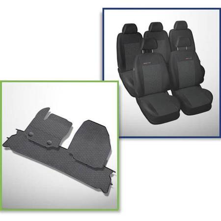 Set: Gummiteppiche + Maßgeschneiderte Sitzbezüge für Ford S-MAX MPV (2006-2015) - Elegance - P-1 - 5 Sitze