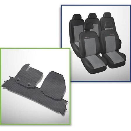 Set: Gummiteppiche + Maßgeschneiderte Sitzbezüge für Ford S-MAX MPV (2006-2015) - Elegance - P-2 - 5 Sitze