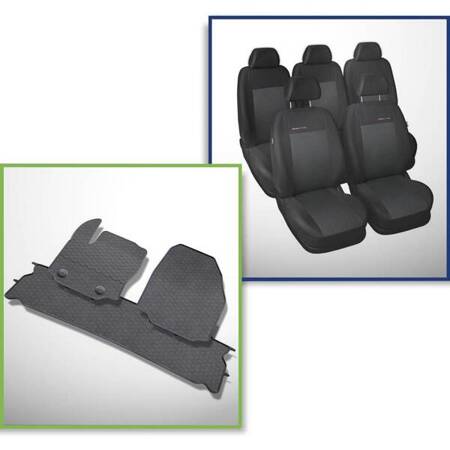 Set: Gummiteppiche + Maßgeschneiderte Sitzbezüge für Ford S-MAX MPV (2006-2015) - Elegance - P-3 - 5 Sitze