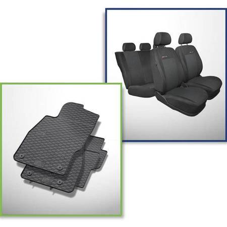 Set: Gummiteppiche + Maßgeschneiderte Sitzbezüge für Opel Corsa E Hatchback (2014-2019) - Elegance - P-3 - 2. Reihe - ganze Sitzbank