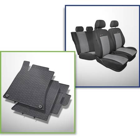 Set: Gummiteppiche + Maßgeschneiderte Sitzbezüge für Peugeot 208 Hatchback (2012-2018) - Elegance - P-2