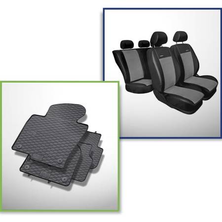 Set: Gummiteppiche + Maßgeschneiderte Sitzbezüge für Volkswagen Passat B6 Limousine (2005-2010) - Premium