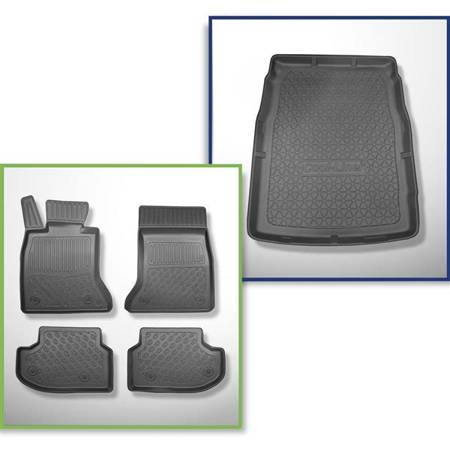Set: TPE-Teppiche + Kofferraummatte für BMW 5er F10 Limousine (2013-01.2017) - Aristar - Cool liner - ohne X-drive; vordere Sitzabstandsführungen (hinten) 365mm