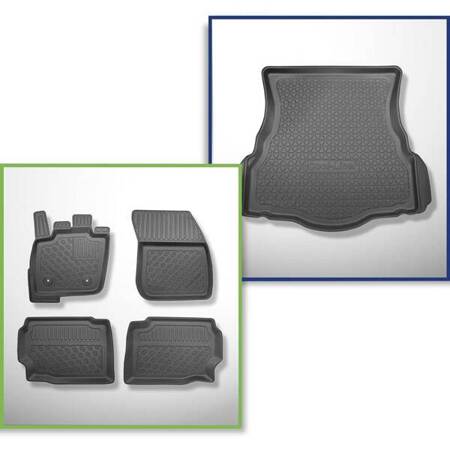 Set: TPE-Teppiche + Kofferraummatte für Ford Mondeo V Hatchback (01.2015-04.2022) - Aristar - Cool liner - mit Not-Reserverad oder Reparaturset