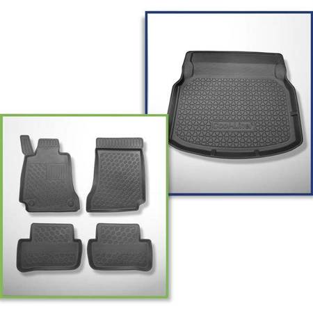 Set: TPE-Teppiche + Kofferraummatte für Mercedes-Benz C Klasse W204 Coupé (06.2011-09.2014) - Aristar - Cool liner - hintere Sitze umlegbar; ohne linke Ausbuchtung