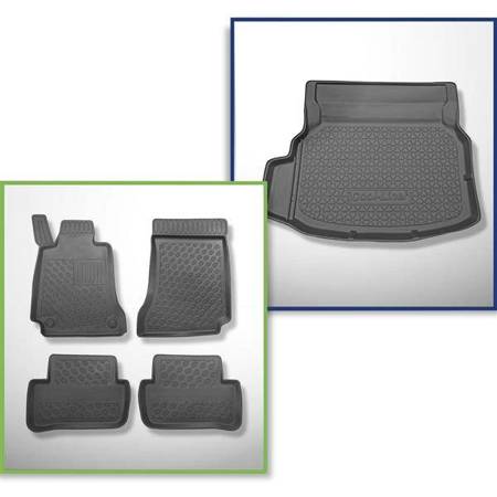Set: TPE-Teppiche + Kofferraummatte für Mercedes-Benz C Klasse W204 Limousine (04.2007-02.2014) - Aristar - Cool liner - hintere Sitze umlegbar; mit linker Ausbuchtung