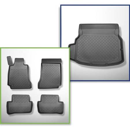 Set: TPE-Teppiche + Kofferraummatte für Mercedes-Benz C Klasse W204 Limousine (04.2007-02.2014) - Aristar - Guardliner - hintere Sitze umlegbar; mit linker Ausbuchtung