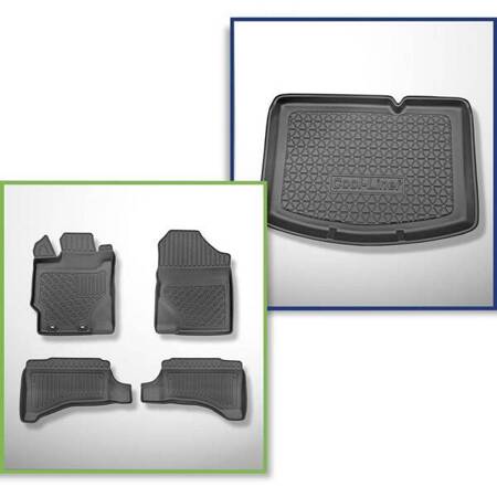 Set: TPE-Teppiche + Kofferraummatte für Toyota Yaris III Hatchback (09.2011-08.2020) - Aristar - Cool liner - vertiefte Ladeflaeche, mit Hybridantrieb