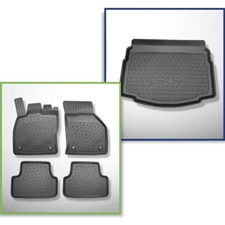 Set: TPE-Teppiche + Kofferraummatte für Volkswagen Golf VII Hatchback (10.2012-12.2019) - Aristar - Cool liner - mit Not-Reserverad / Reparaturset: für obere und untere Ladefläche