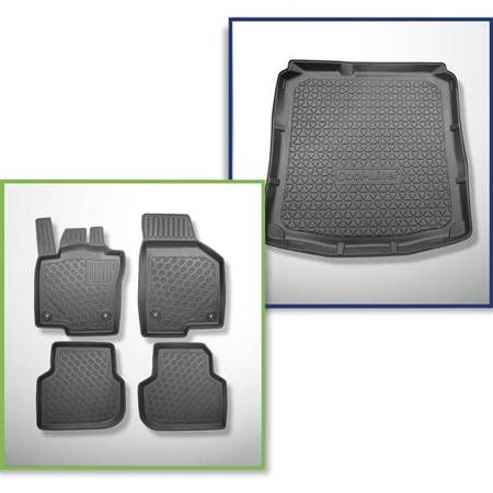 Set: TPE-Teppiche + Kofferraummatte für Volkswagen Jetta NCS Limousine (01.2011-01.2018) - Aristar - Cool liner - ohne linke und rechte Ausbuchtung