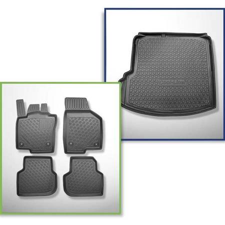 Set: TPE-Teppiche + Kofferraummatte für Volkswagen Jetta NCS Limousine (01.2011-01.2018) - Aristar - Cool liner - ohne rechte Ausbuchtung