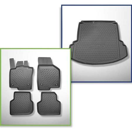Set: TPE-Teppiche + Kofferraummatte für Volkswagen Jetta NCS Limousine (01.2011-2018) - Aristar - Cool liner - mit Ausbuchtung rechts und links