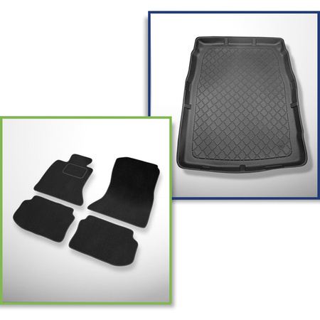 Set: Teppiche aus Velours + Kofferraumschale für BMW 5er F10 (03.2010-2013) 4 Türen - Guardliner